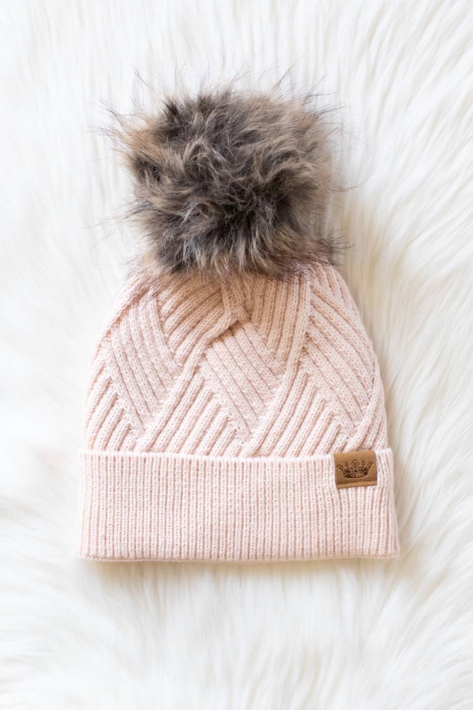 Blush Decorative Knit Pom Hat