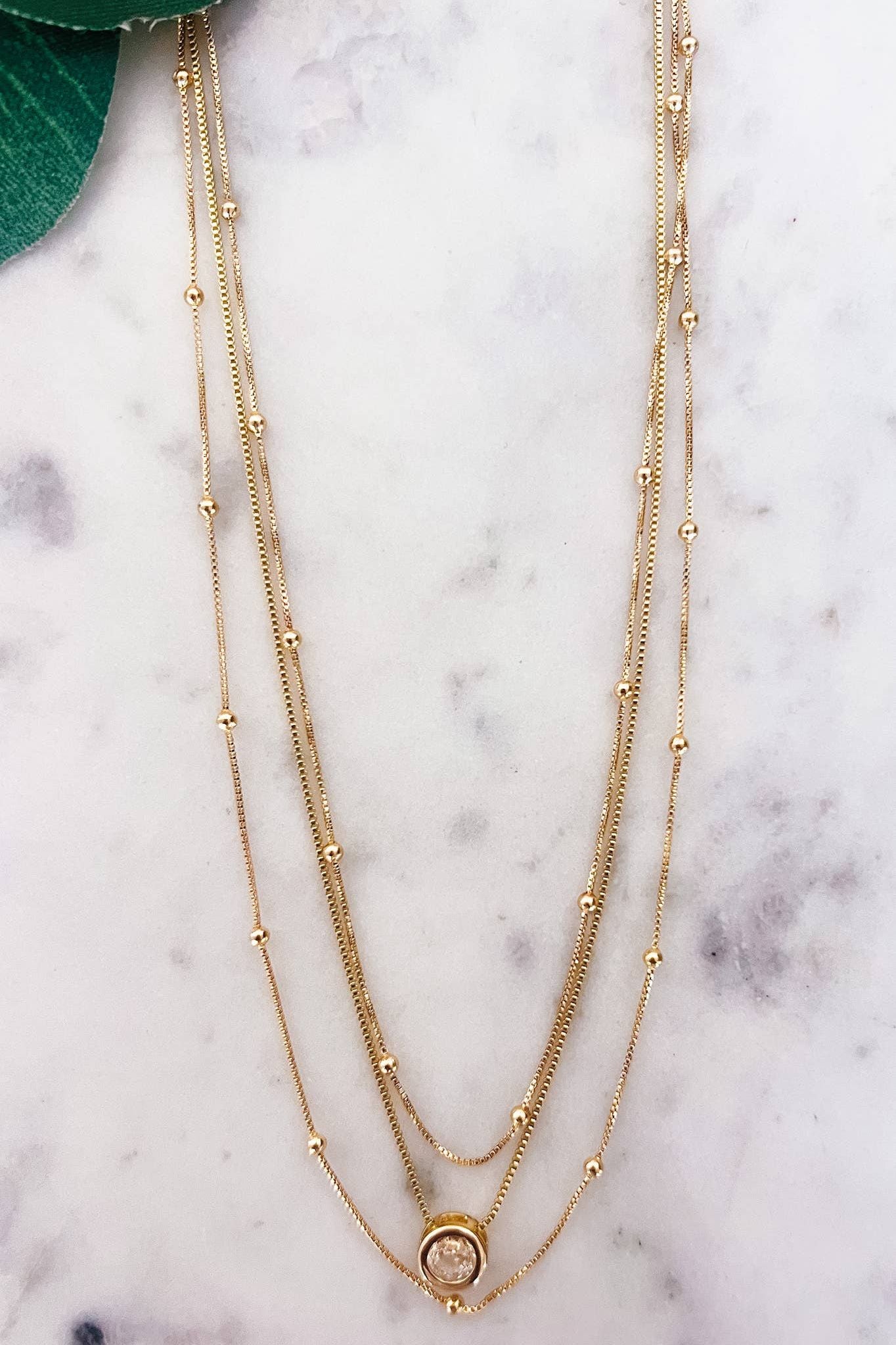 Les Layered Necklace with Stone Charm
