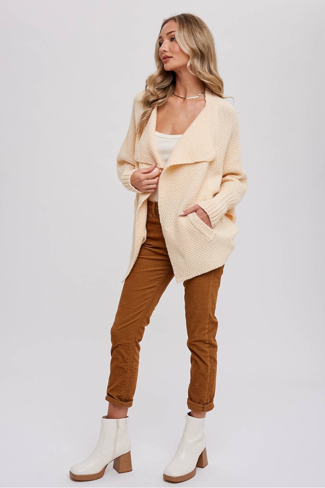 Whitney Waffle Cocoon Sweater Cardigan