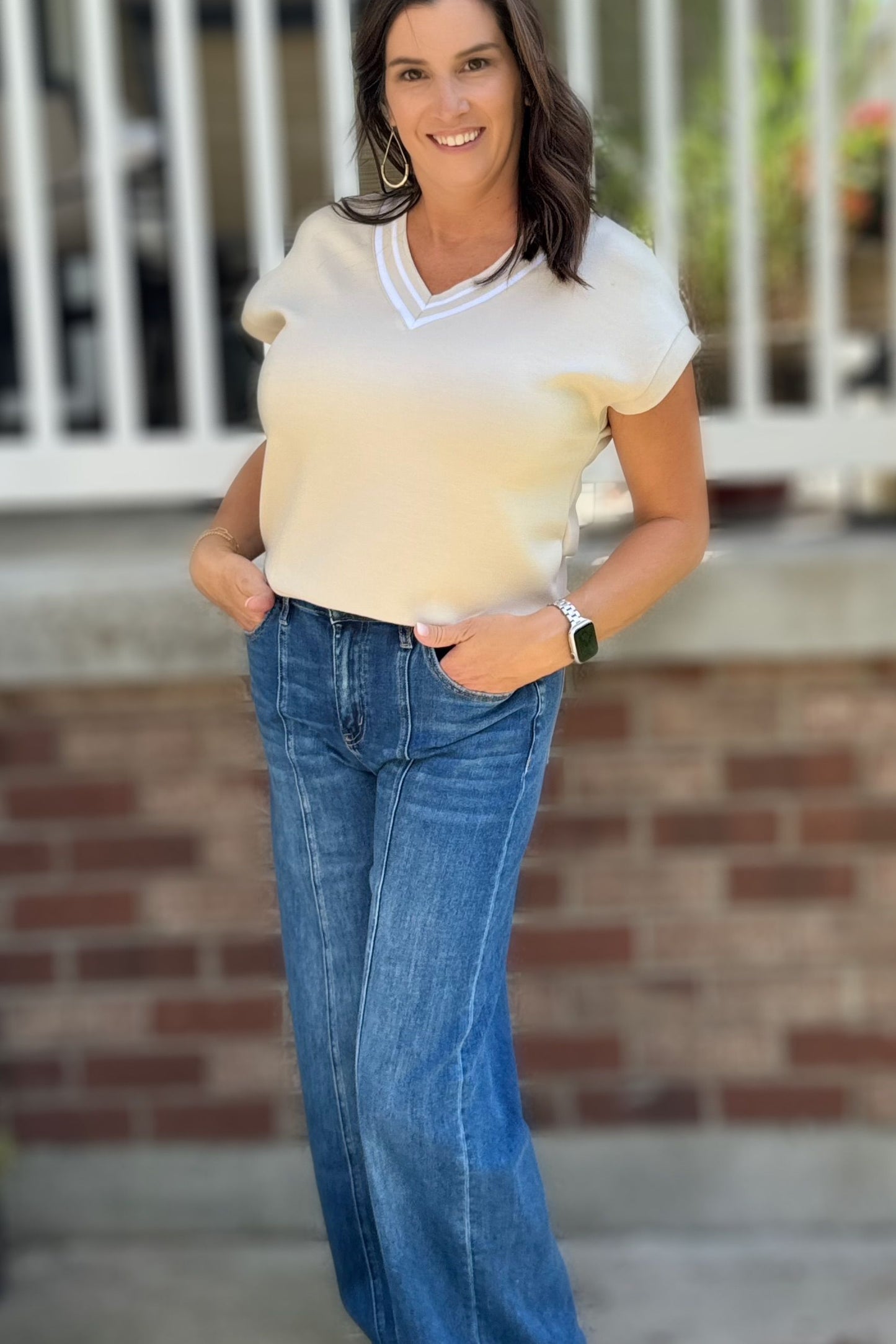 Rhonda V Neck Dolman Sleeve Top