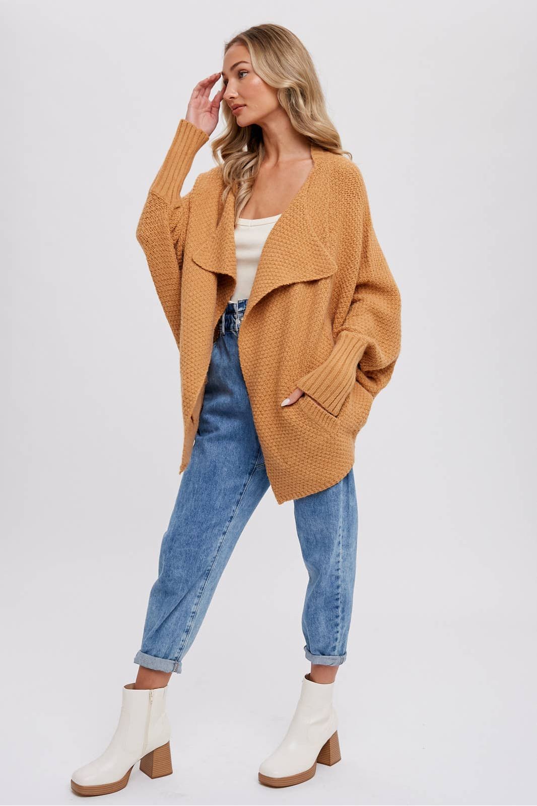 Whitney Waffle Cocoon Sweater Cardigan