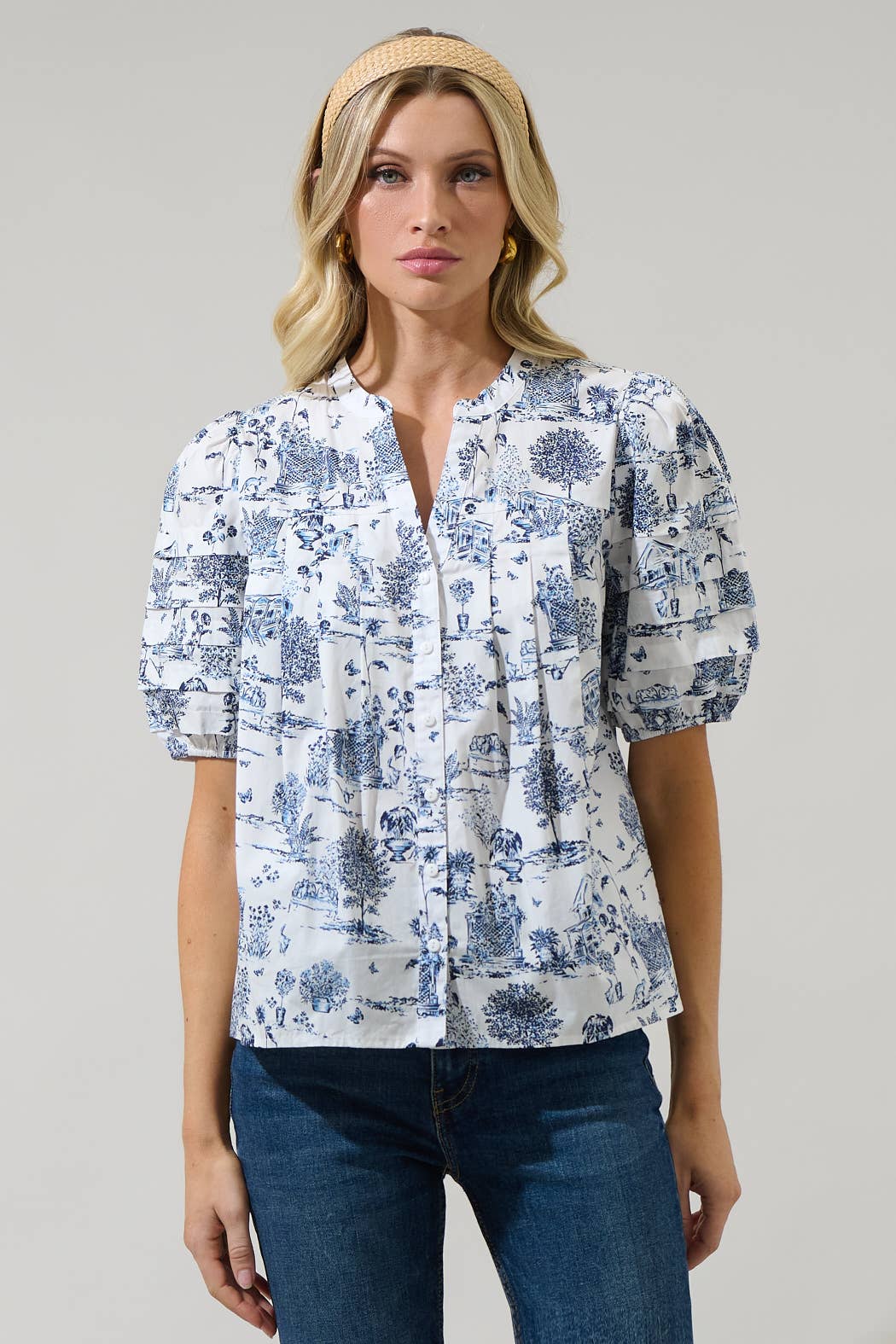 Renzo Toile Button Down Top