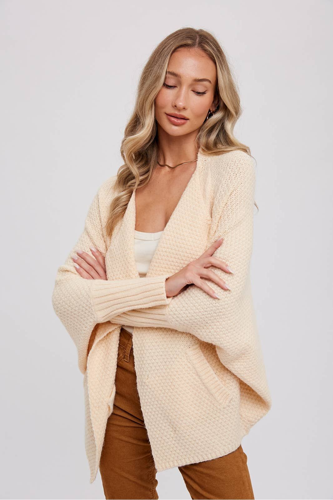 Whitney Waffle Cocoon Sweater Cardigan