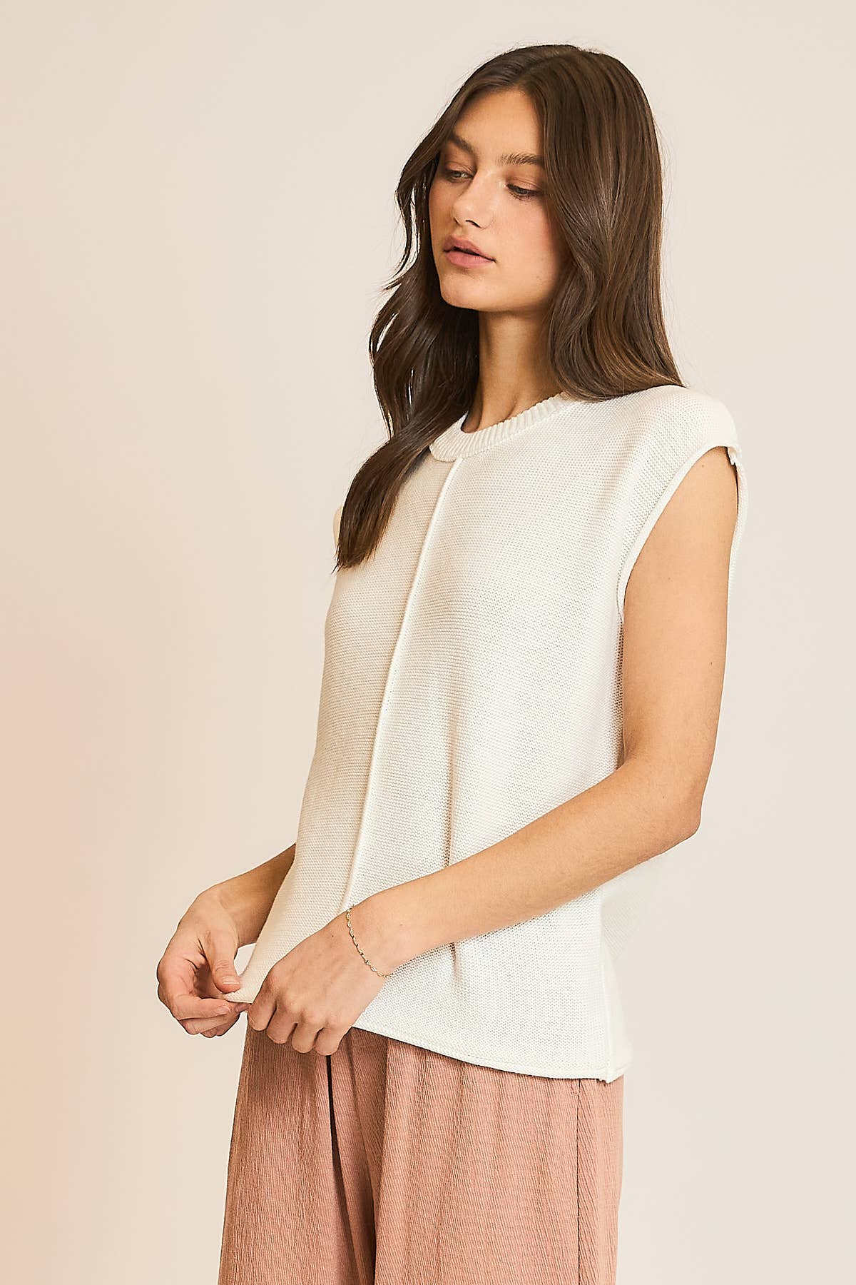 Sweater Muscle Tank with Seam Detail