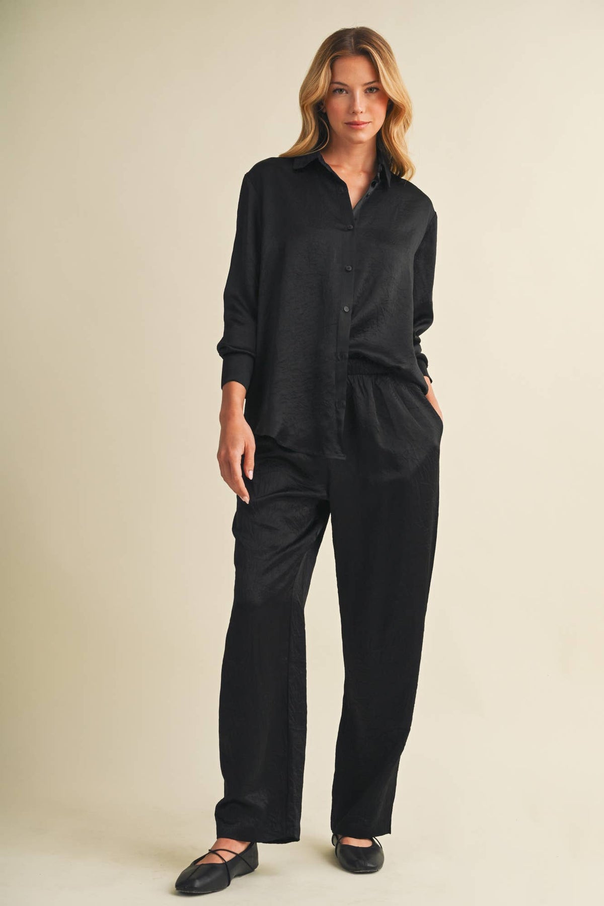 Margot Textured Button-Front Blouse
