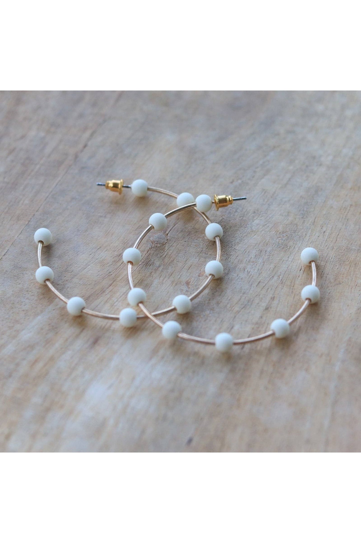 Cream & Gold Bead Hoops