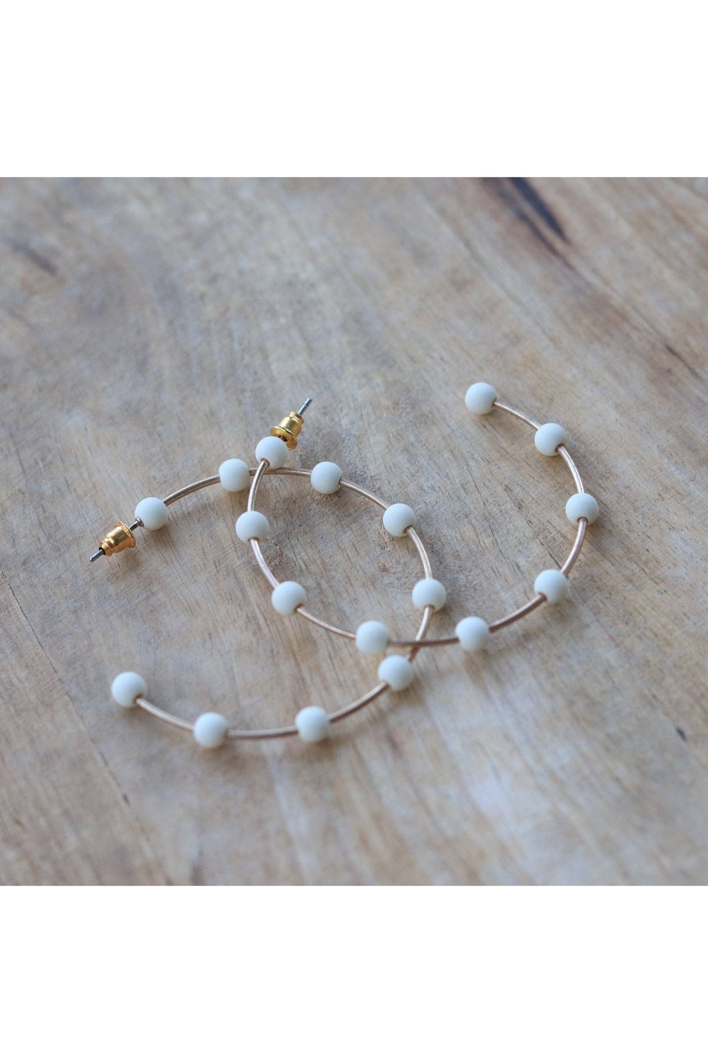 Cream & Gold Bead Hoops