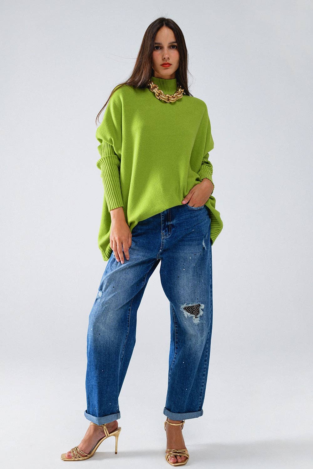 Olivia Oversized Cozy Green Sweater