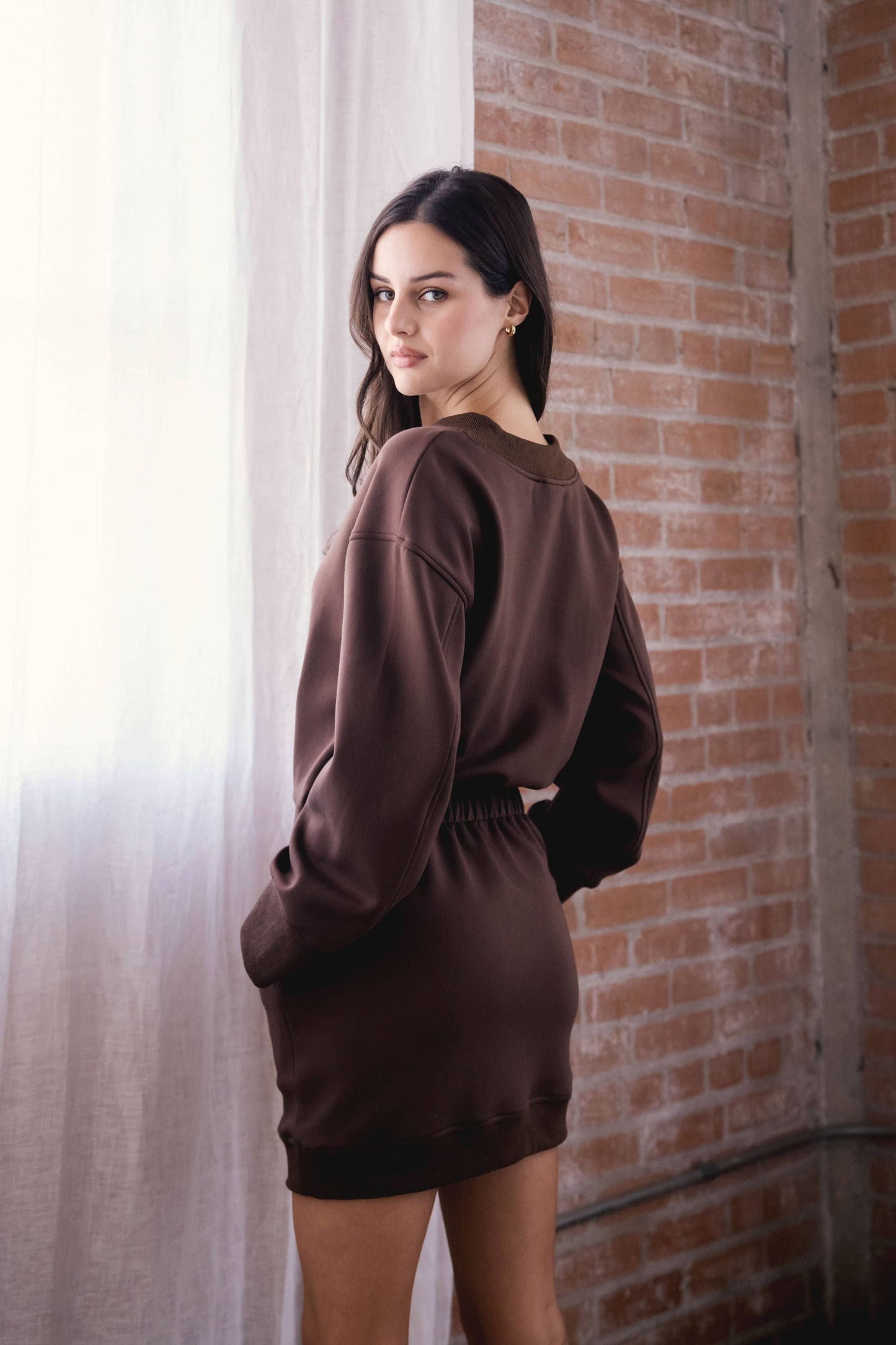 Butter Modal V Neck Ribbed Contrast Dress