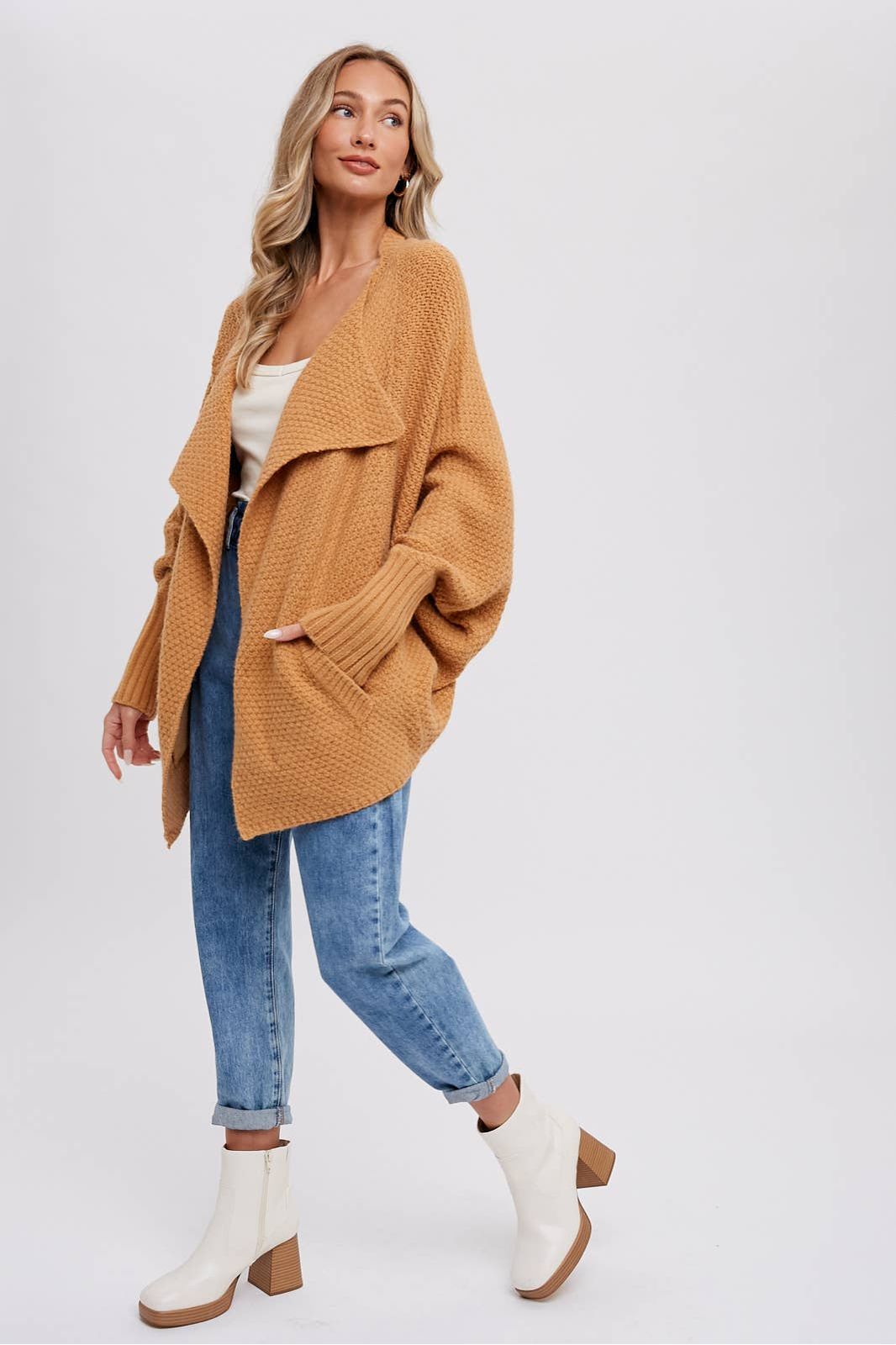 Whitney Waffle Cocoon Sweater Cardigan