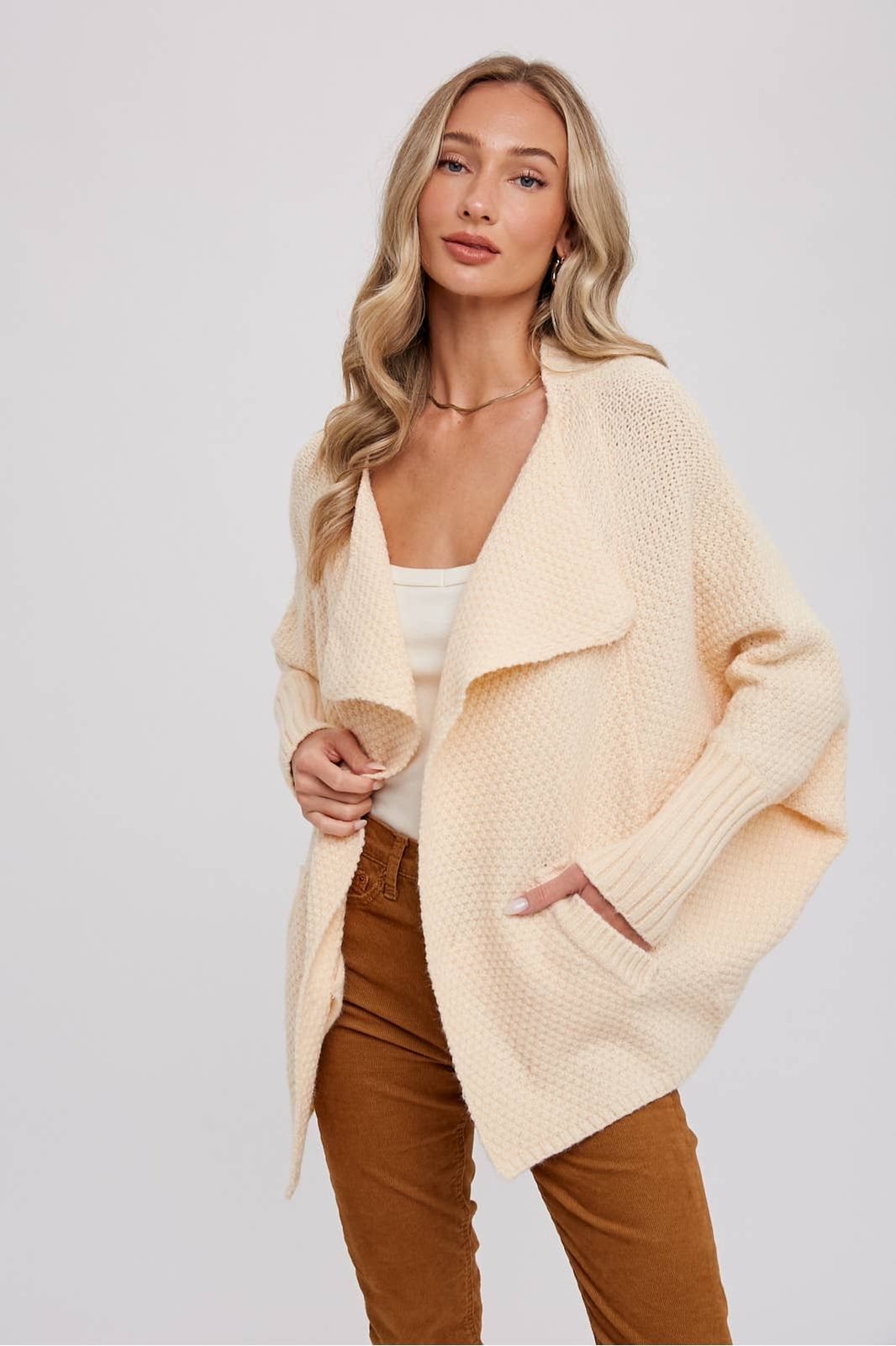 Whitney Waffle Cocoon Sweater Cardigan