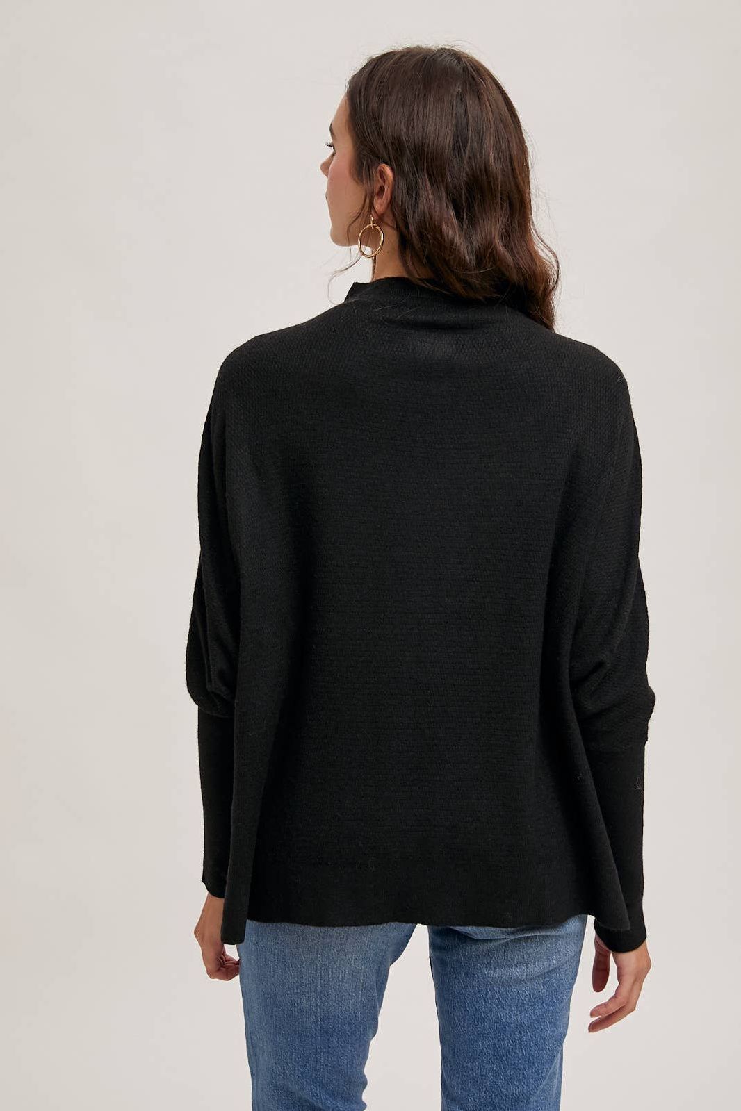 Maria Mock Neck Dolman Sleeved Knit Top