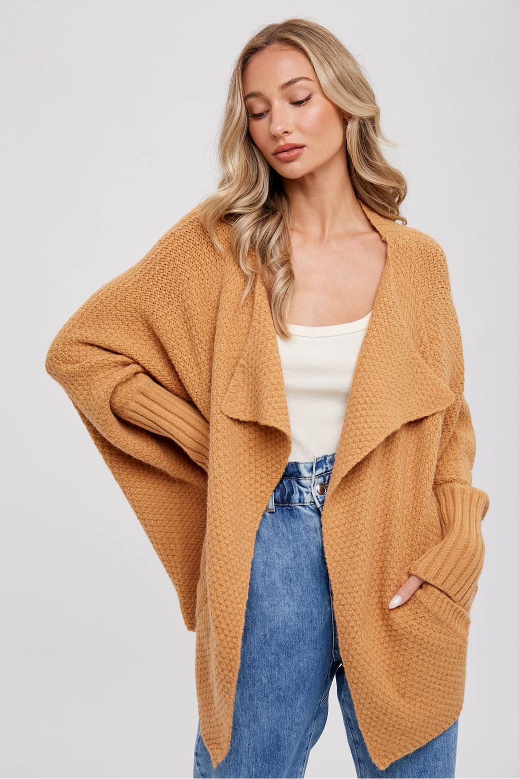 Whitney Waffle Cocoon Sweater Cardigan