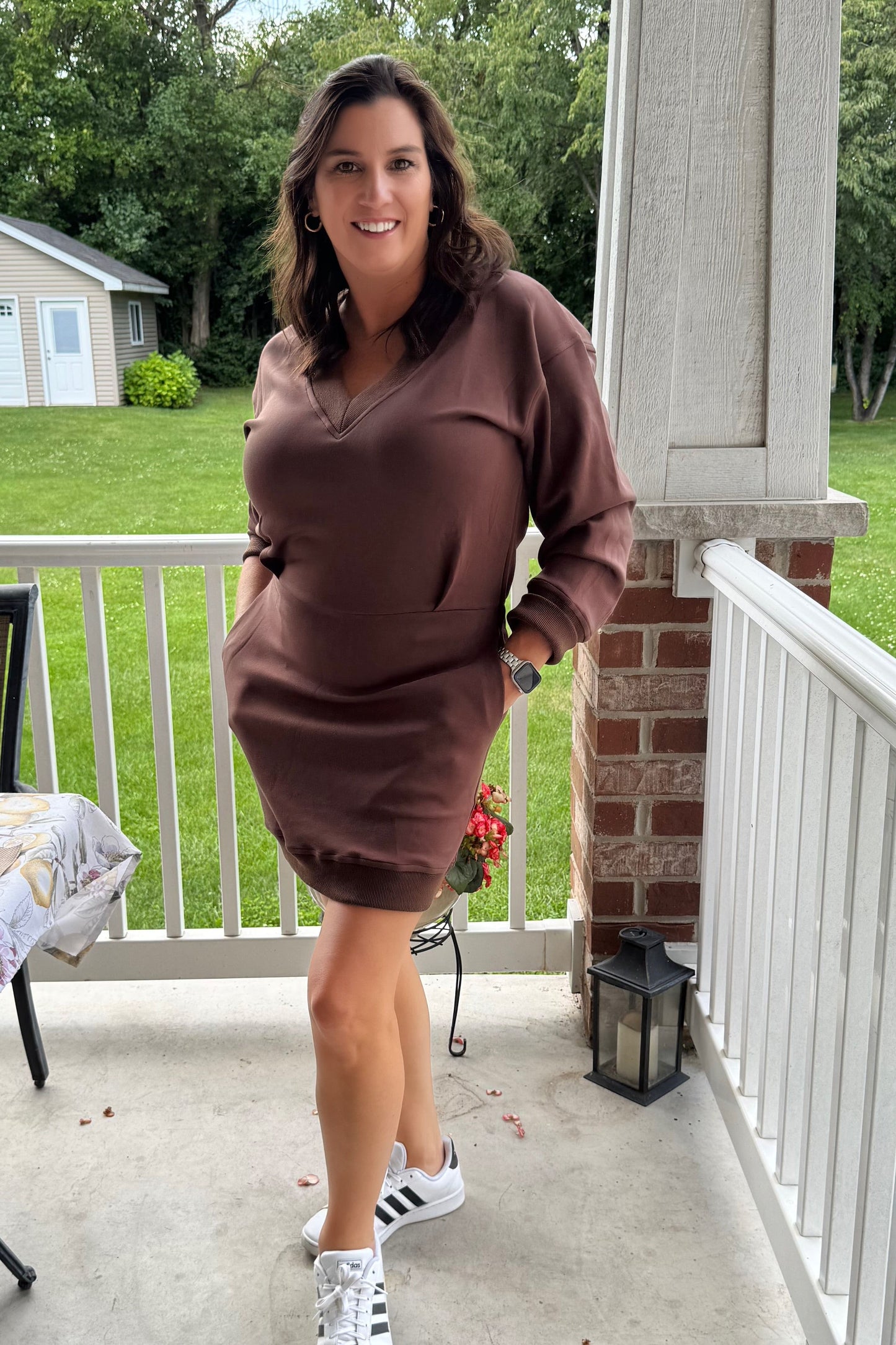 Butter Modal V Neck Ribbed Contrast Dress