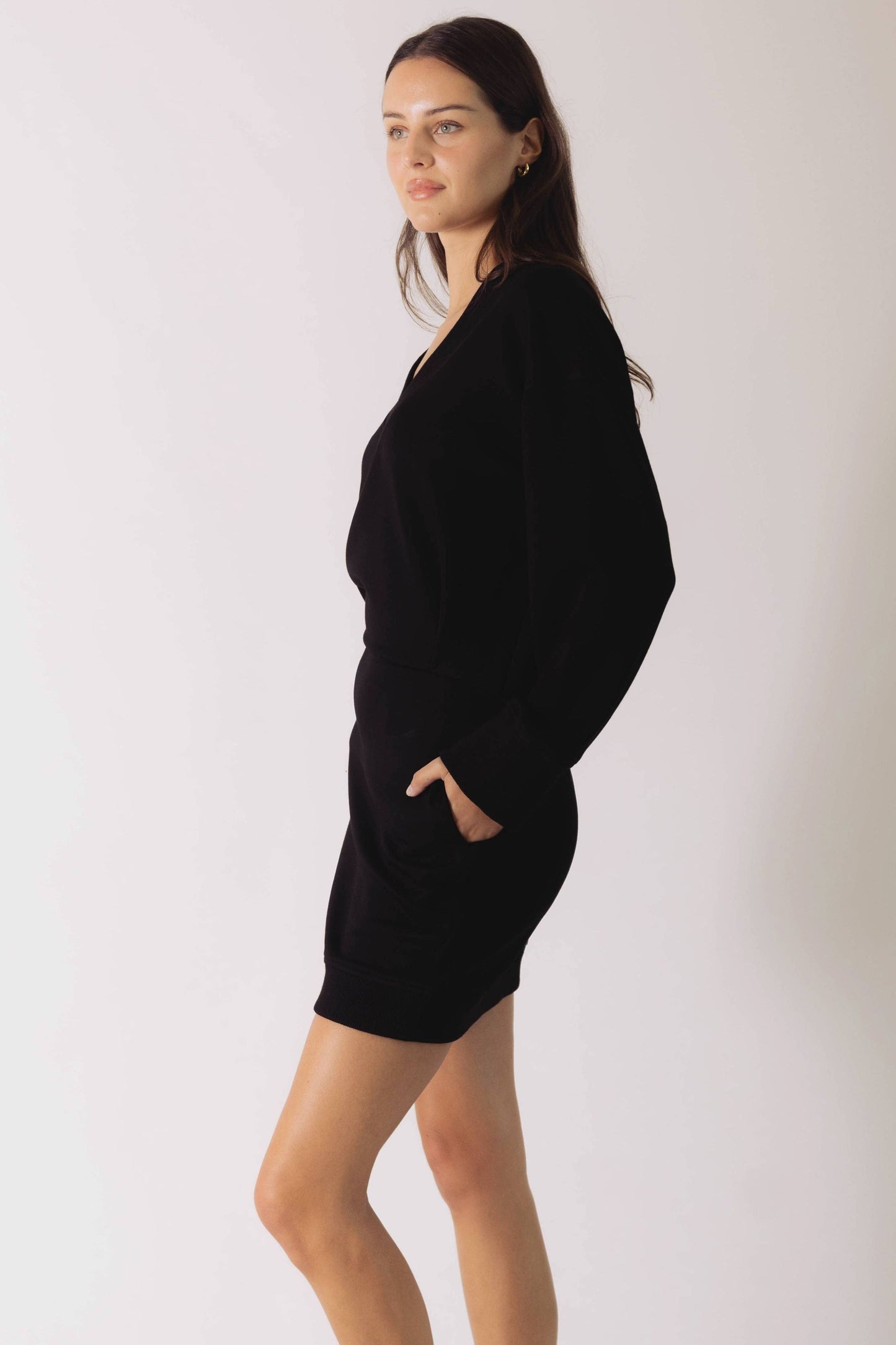 Butter Modal V Neck Ribbed Contrast Dress
