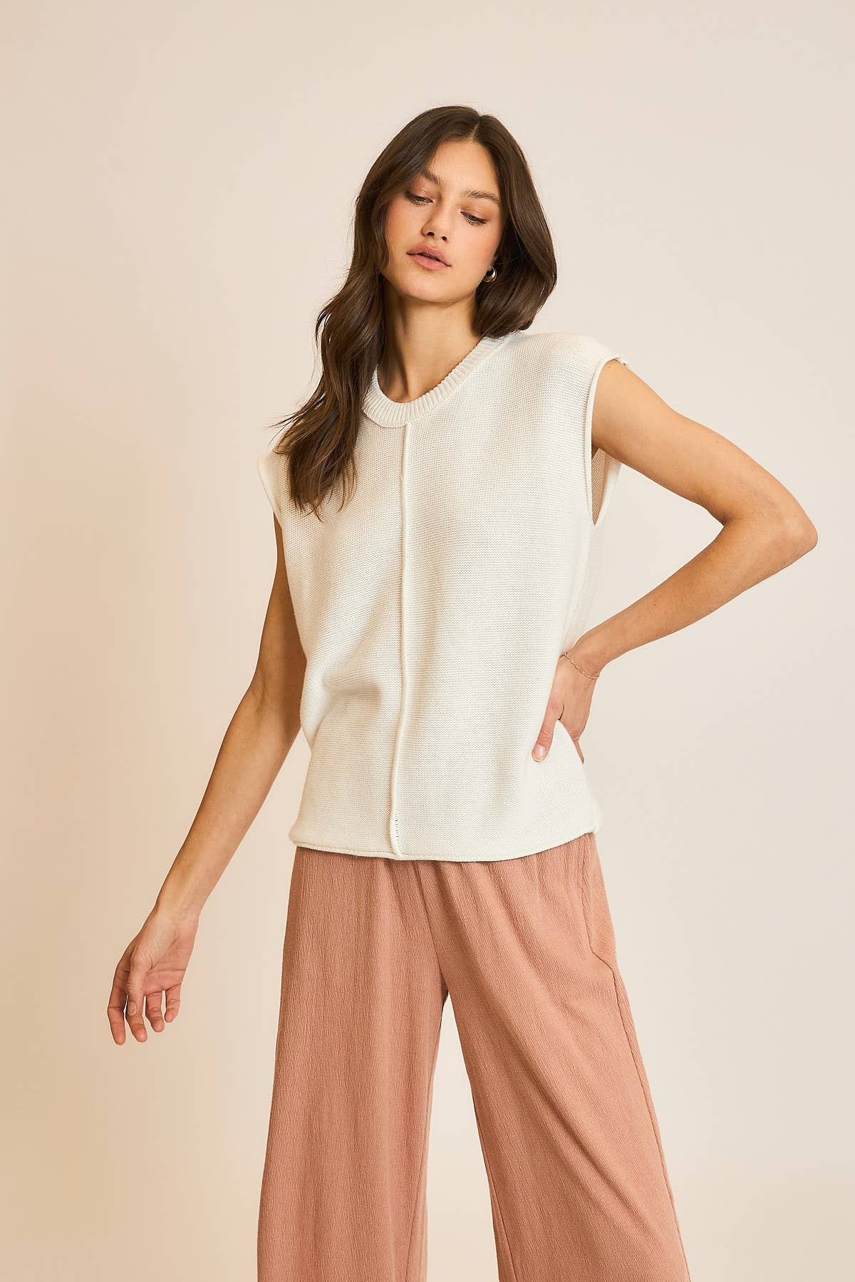 Sweater Muscle Tank with Seam Detail