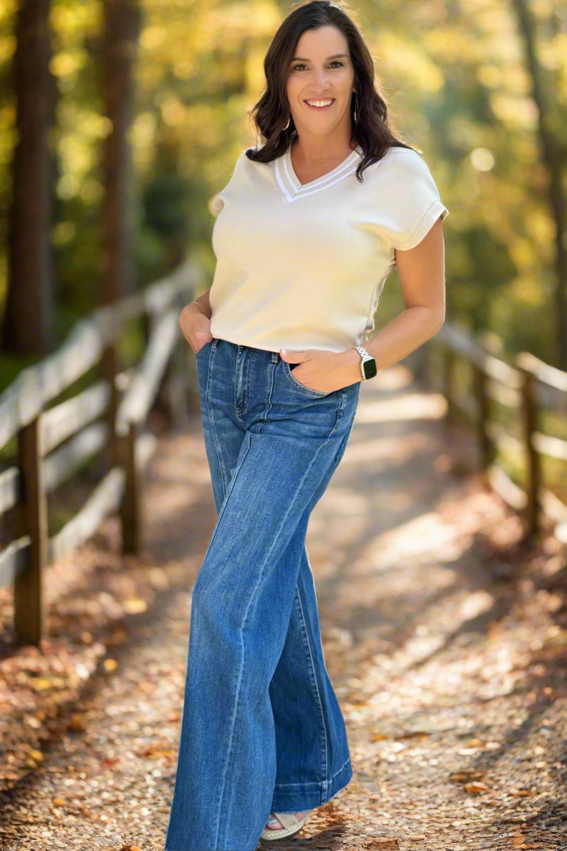 Rhonda V Neck Dolman Sleeve Top