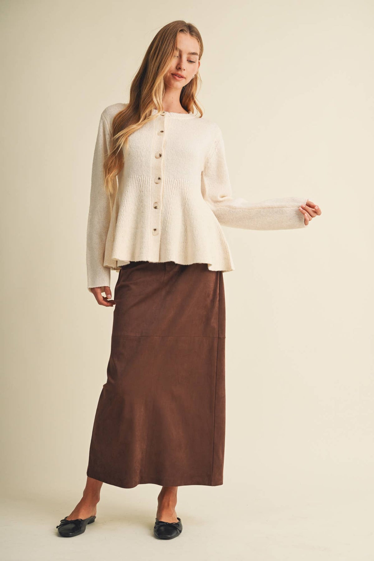 Marlowe Sueded Midi Skirt