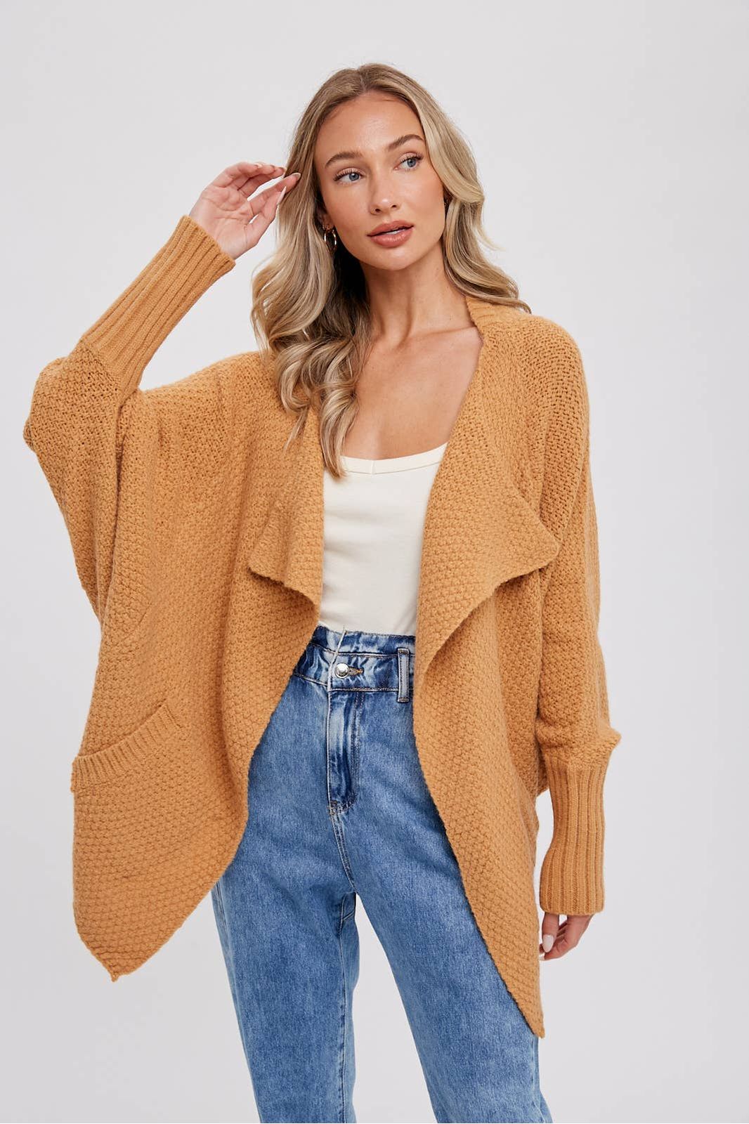 Whitney Waffle Cocoon Sweater Cardigan
