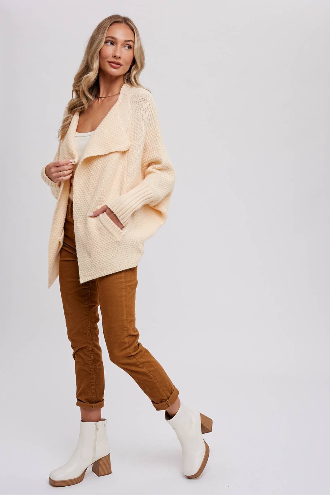 Whitney Waffle Cocoon Sweater Cardigan