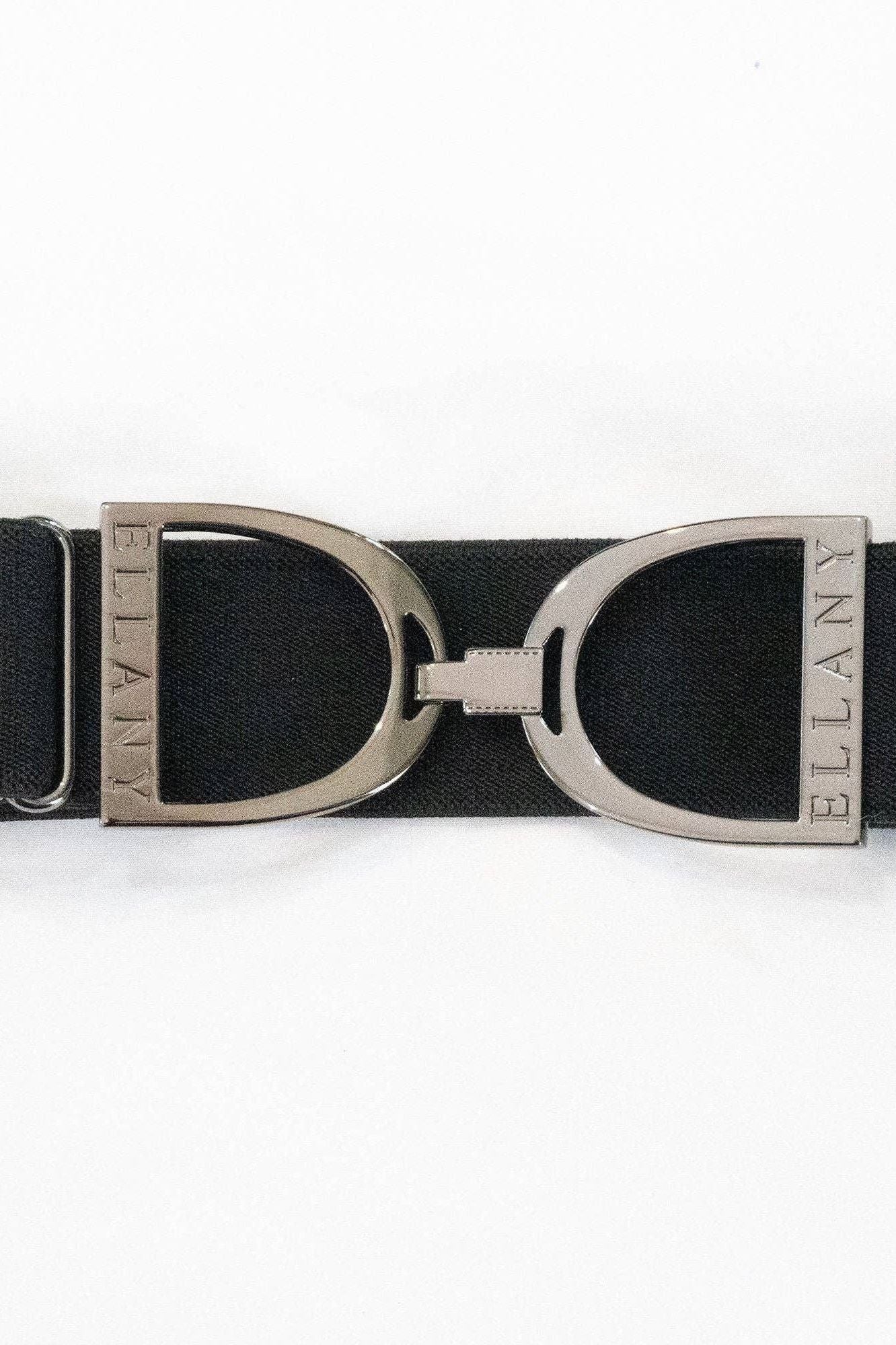 Black - 1.5" Gunmetal Stirrup Elastic Belt