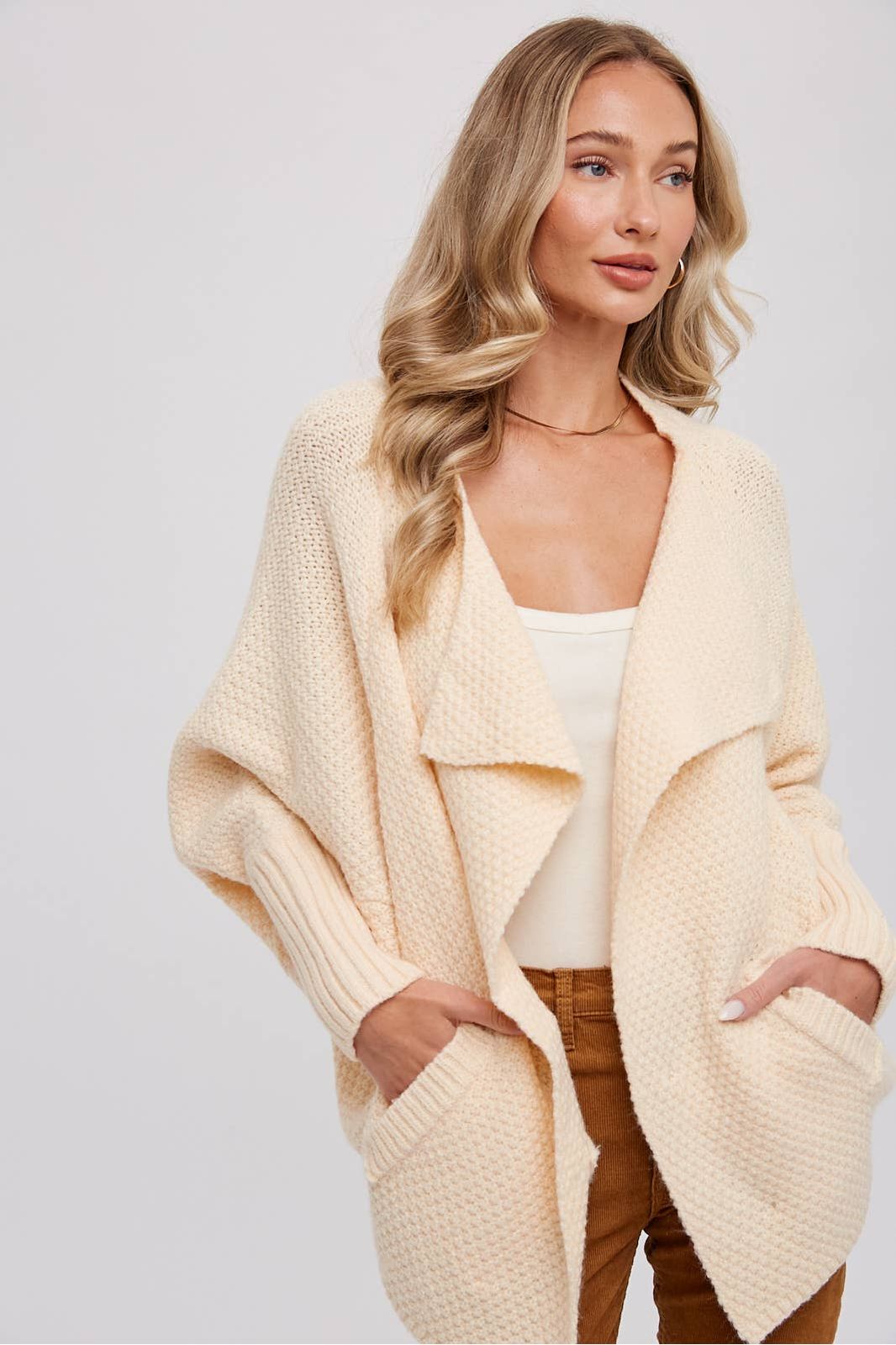 Whitney Waffle Cocoon Sweater Cardigan