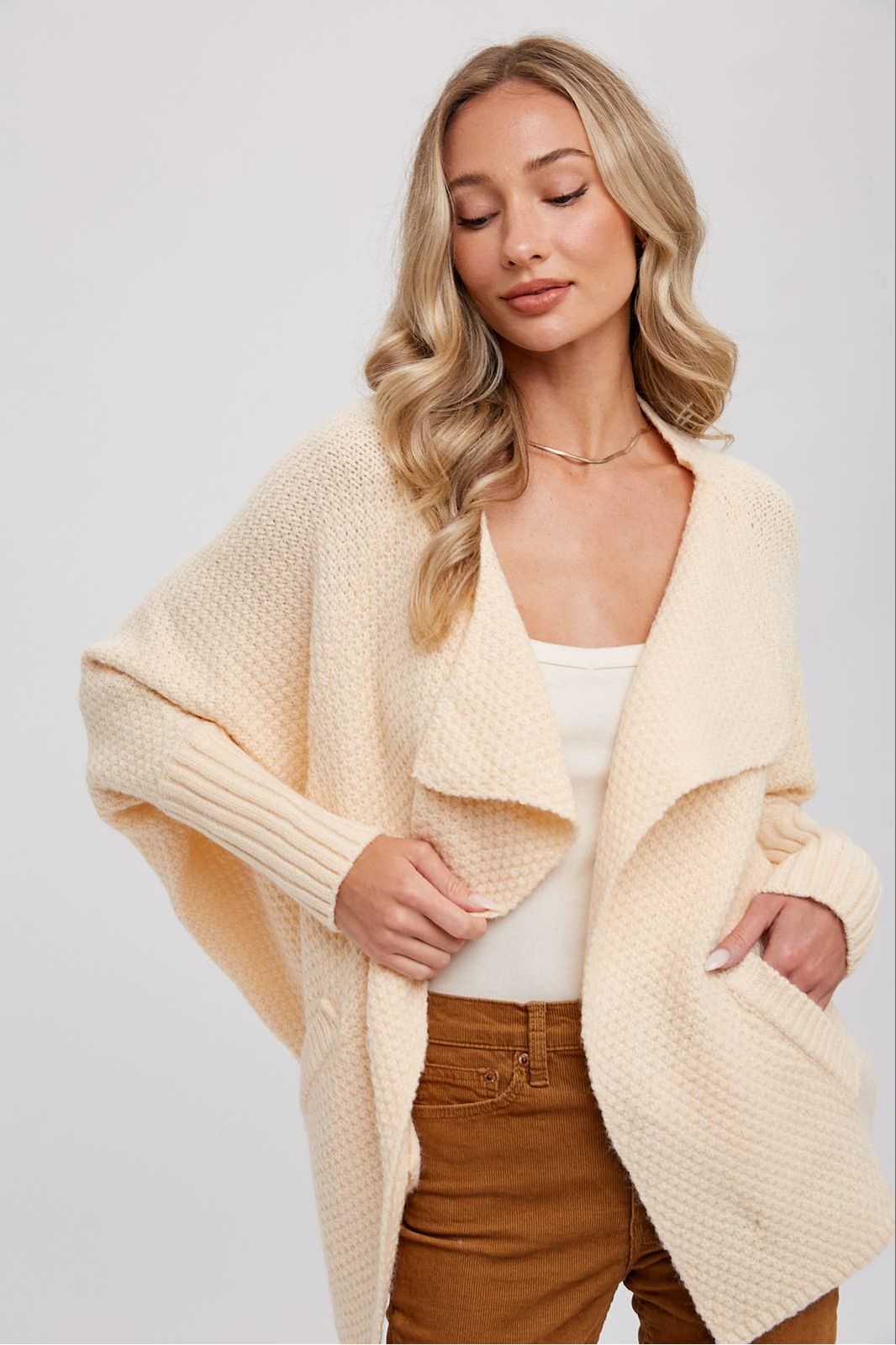 Whitney Waffle Cocoon Sweater Cardigan