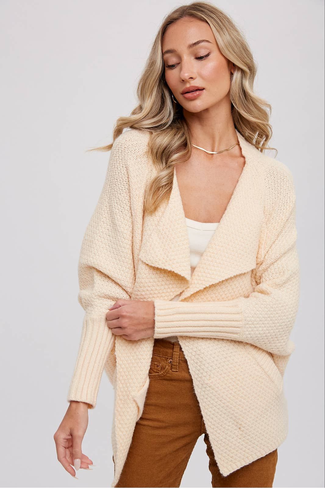 Whitney Waffle Cocoon Sweater Cardigan