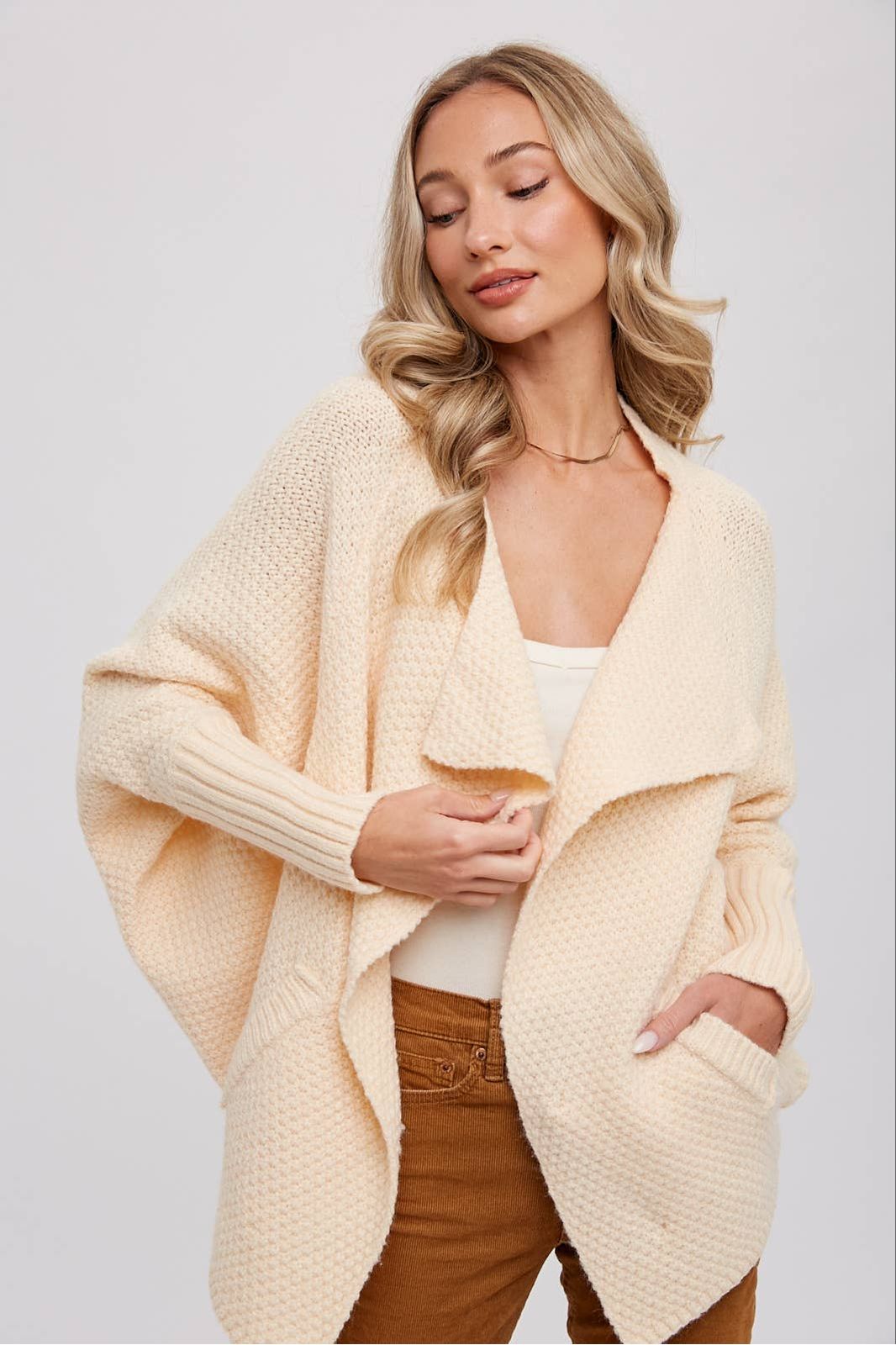 Whitney Waffle Cocoon Sweater Cardigan