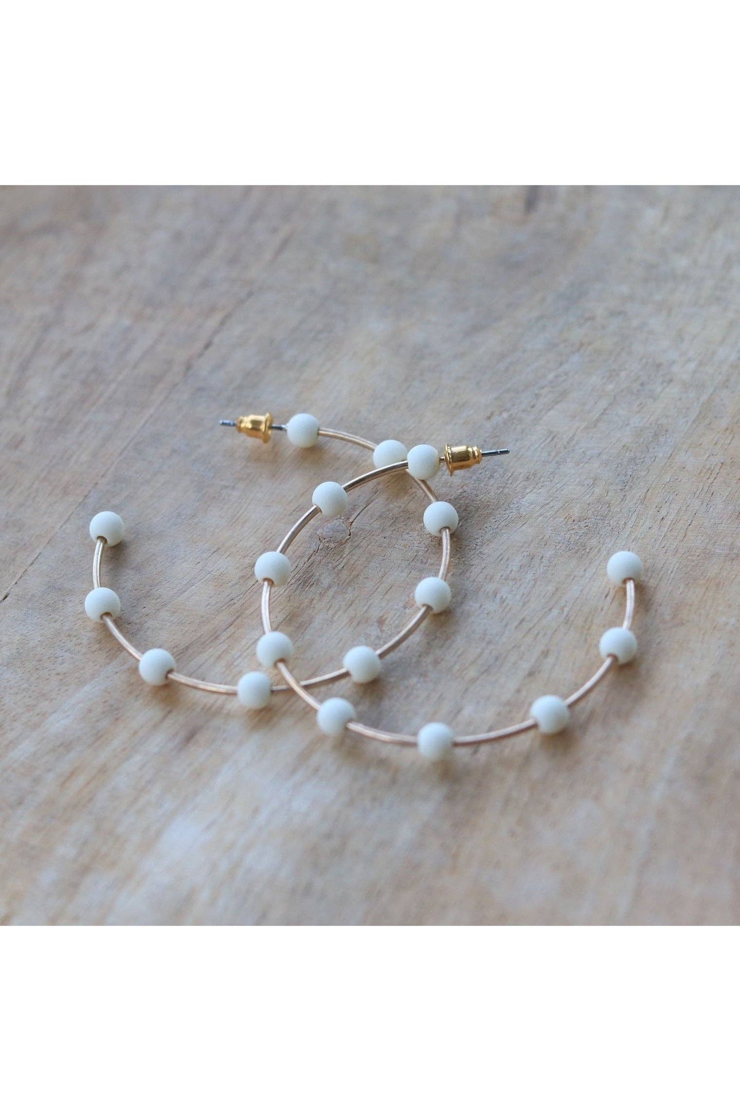 Cream & Gold Bead Hoops