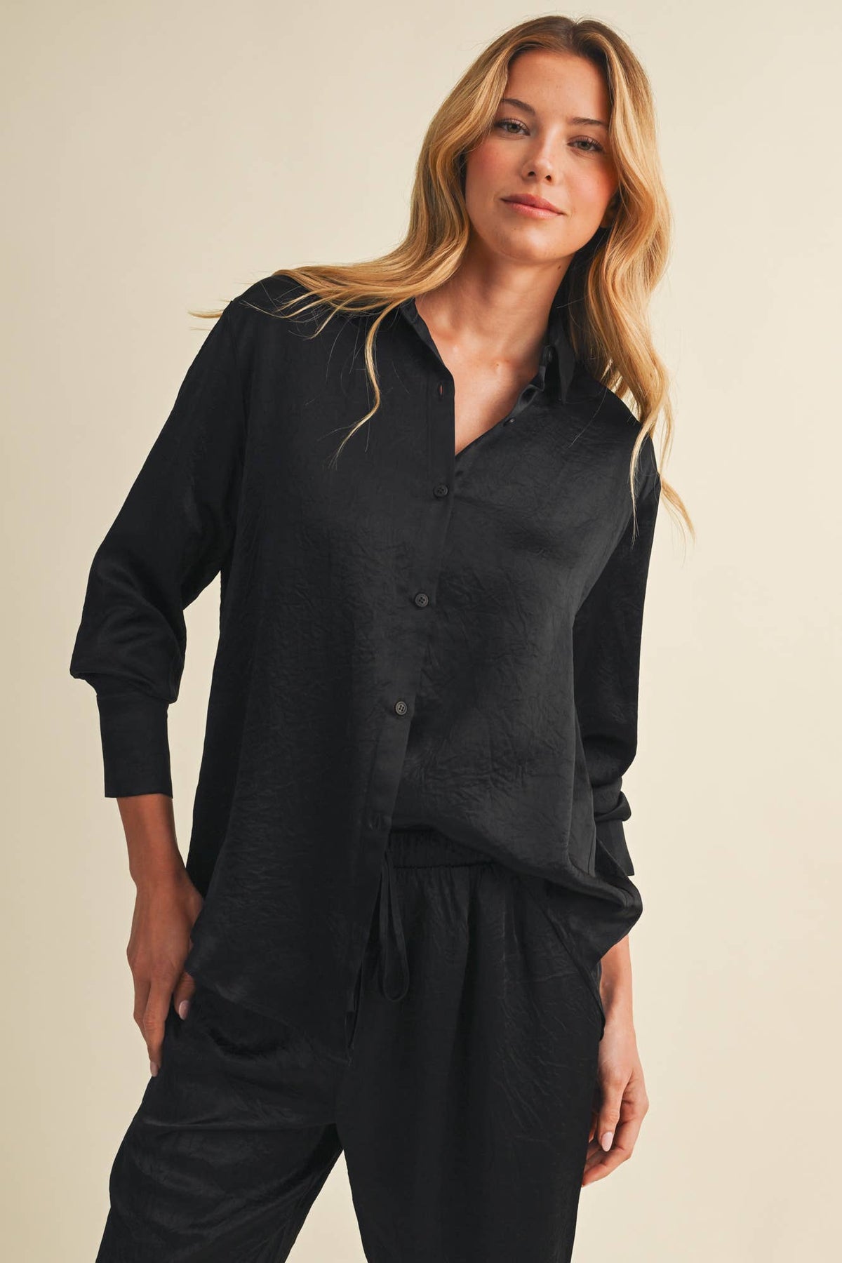 Margot Textured Button-Front Blouse