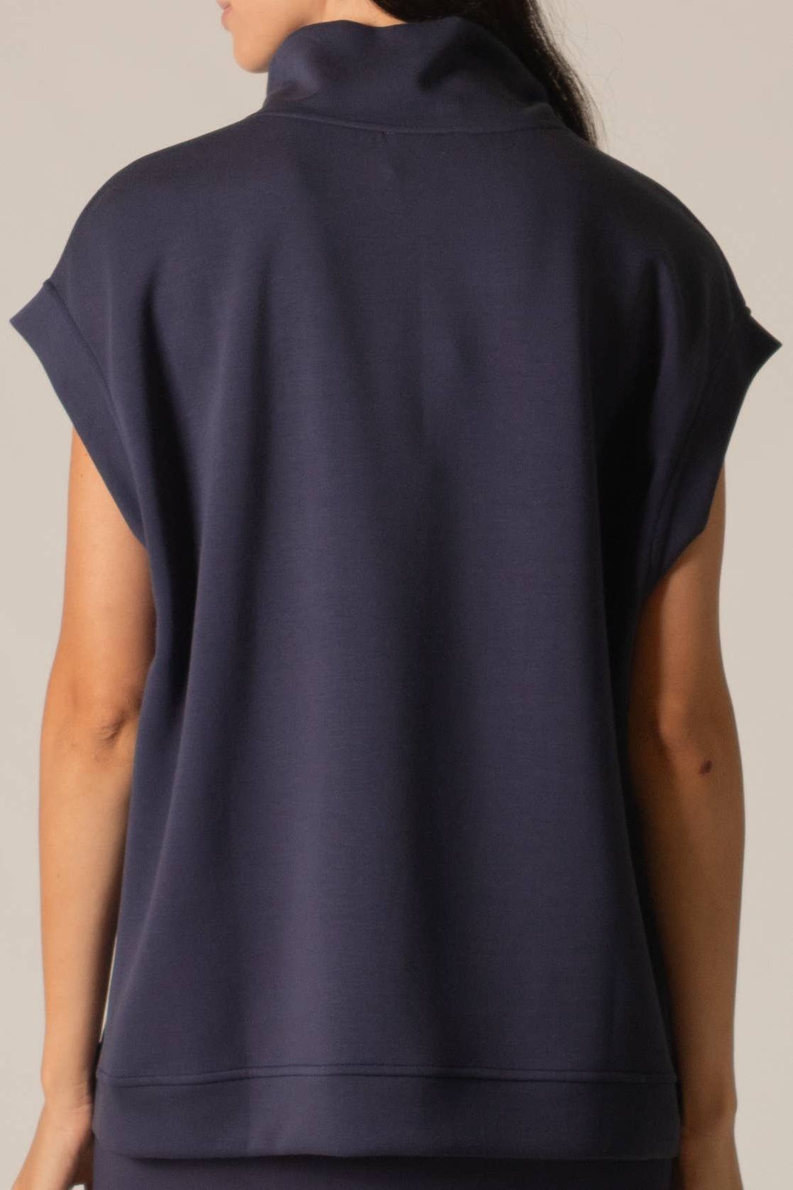 P. CILL Butter Modal Mock Neck Capped Sleeve Top