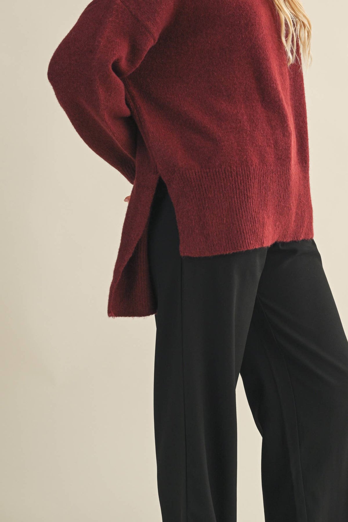 Mila Funnel Neck High-Low Tunic Sweater
