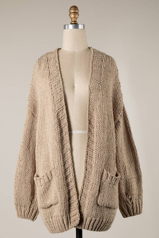 Chunky Chenille Cable Knit Cardigan