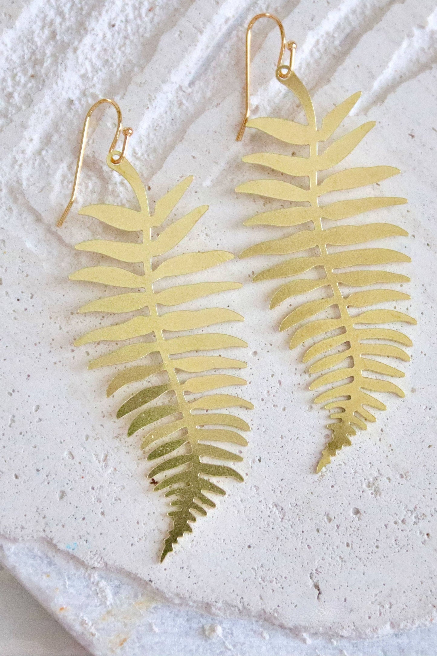 Brass Fern Leaf Earrings