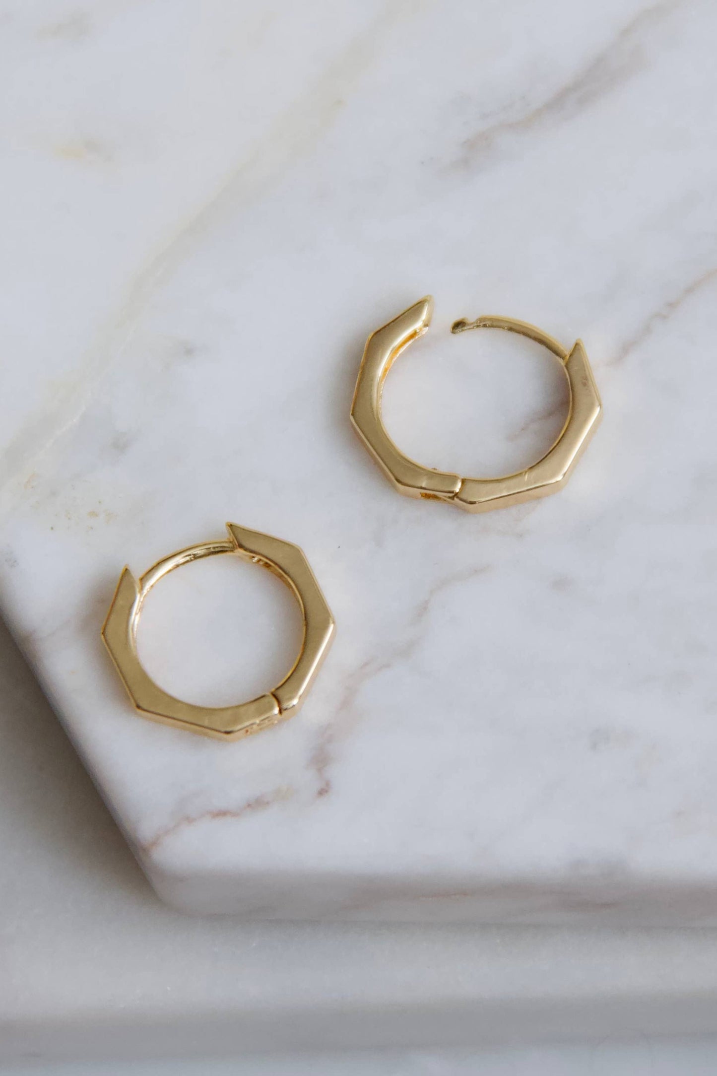 Hexagon Huggie Hoop Earrings