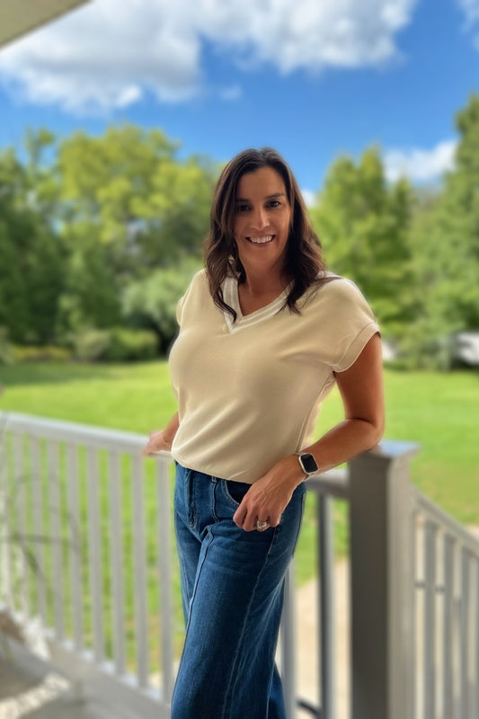 Rhonda V Neck Dolman Sleeve Top