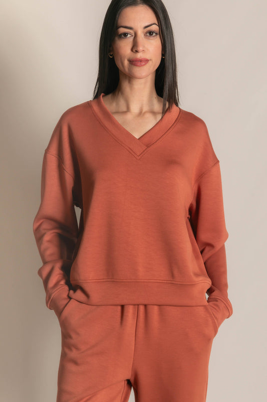Tessa Scuba Modal V-Neck Pullover
