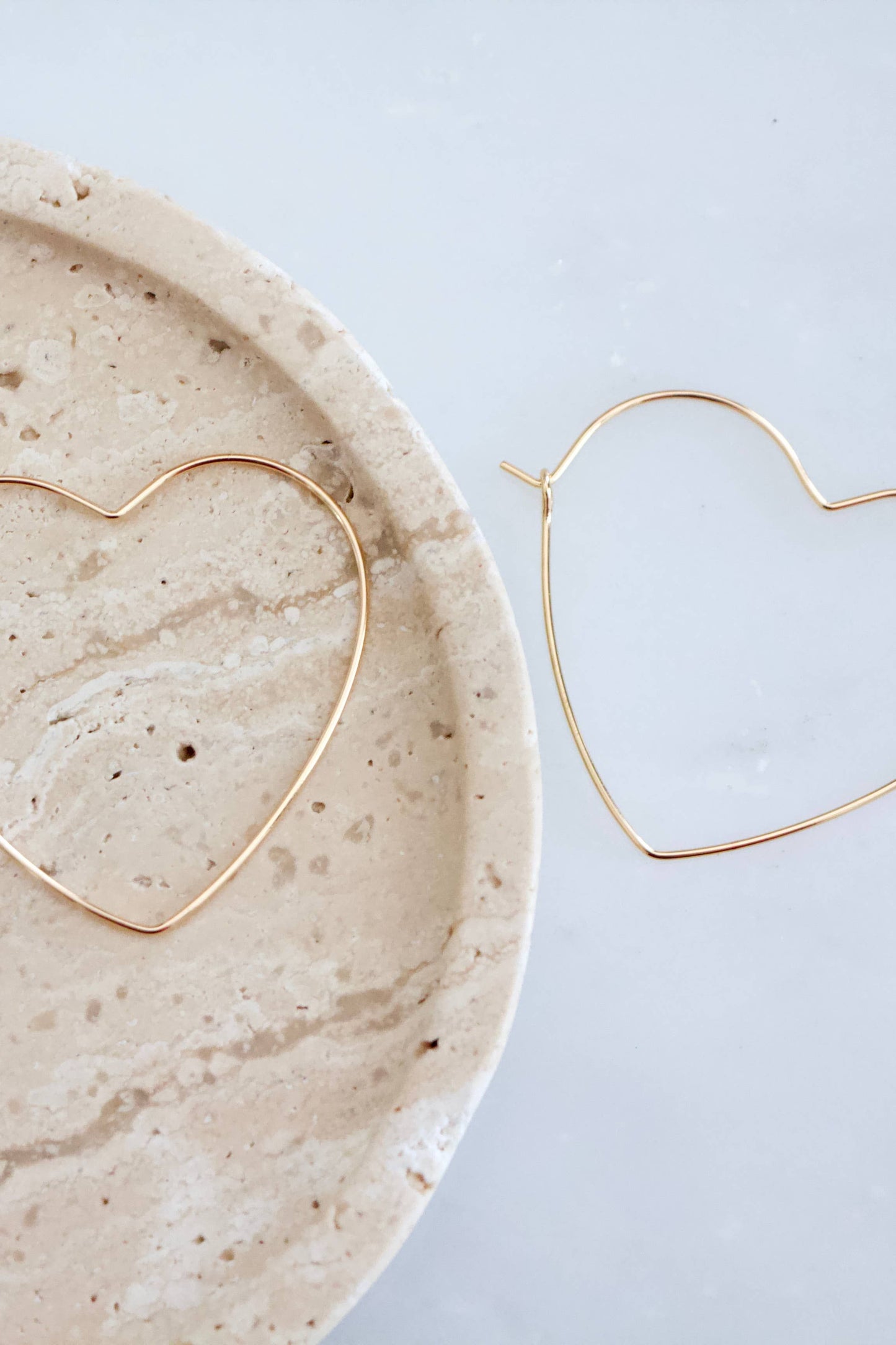 Gold Heart Hoop Wire Earrings