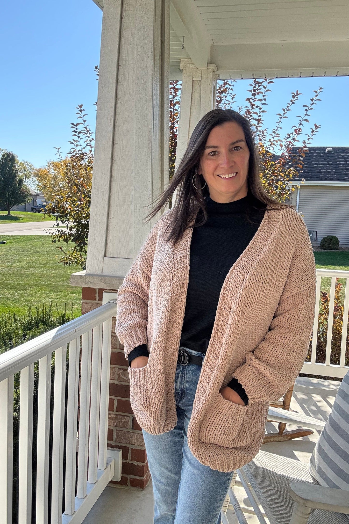 Chunky Chenille Cable Knit Cardigan