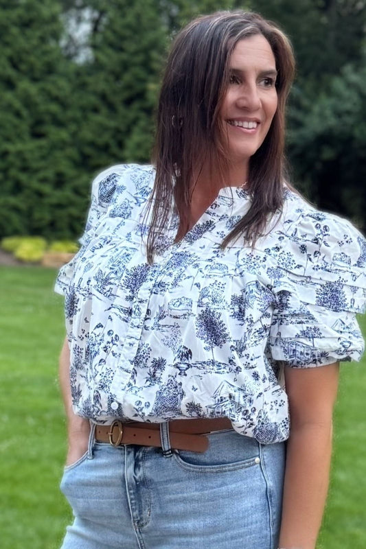 Renzo Toile Button Down Top