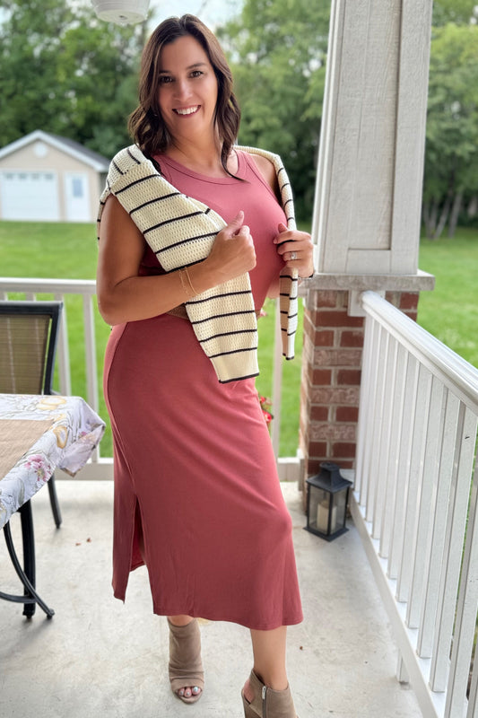 Premium Rib Knit Tank Maxi Dress