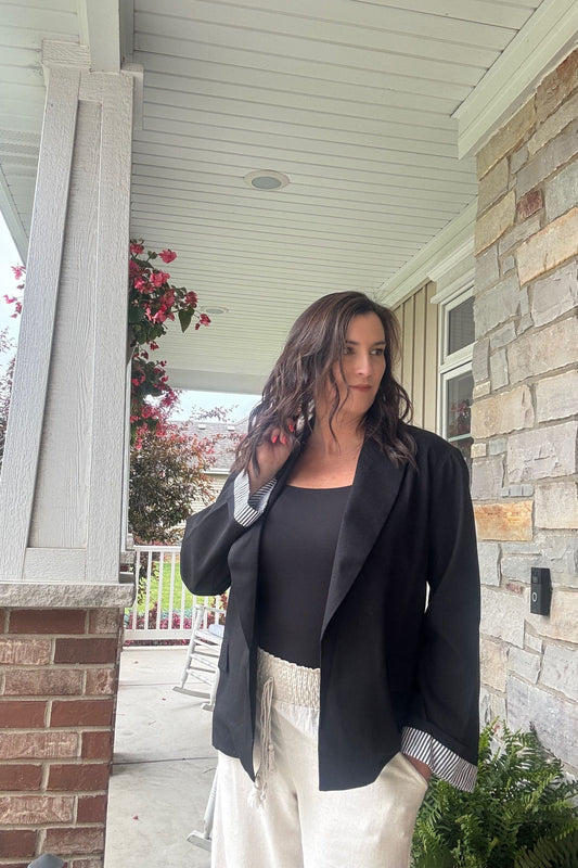 Power Play Rayon Blazer with Contrast Cuff