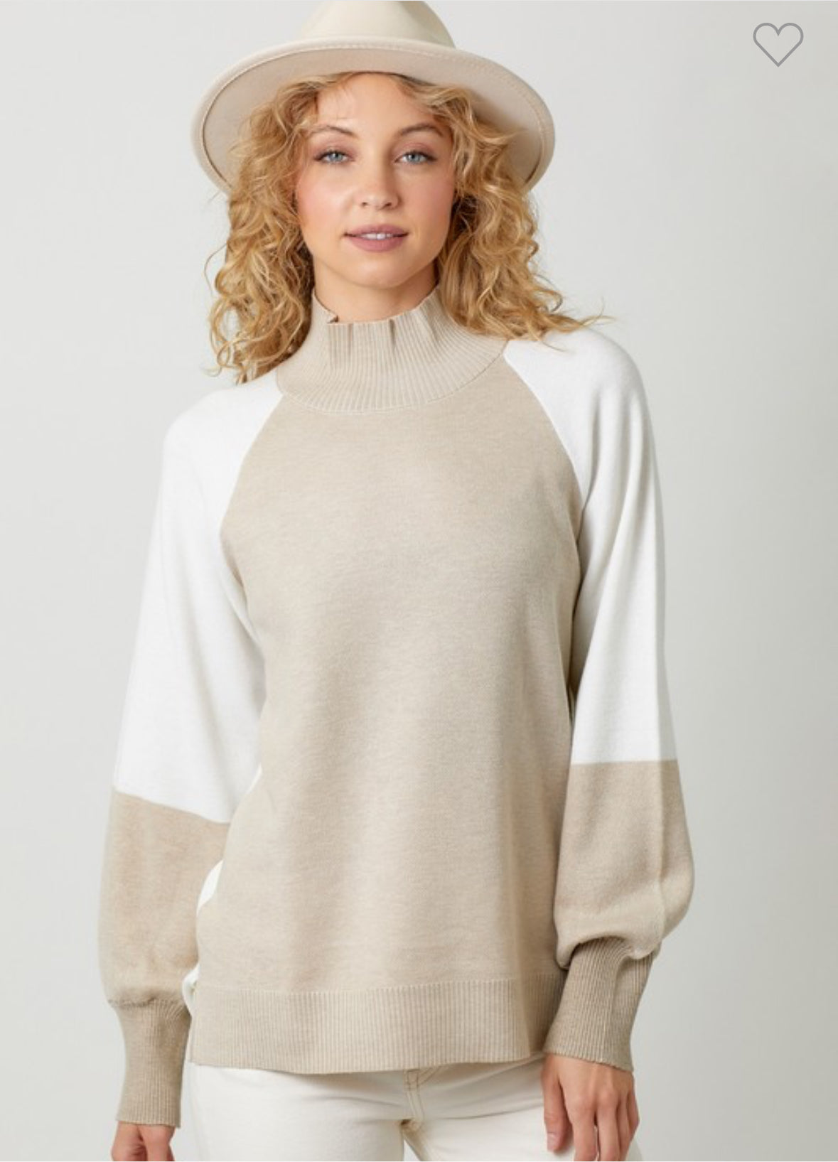 Madeline Mock Neck Color Block Sweater