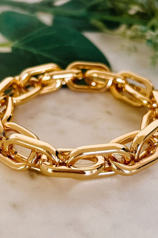 Gold Chain Link Stretch Bracelet