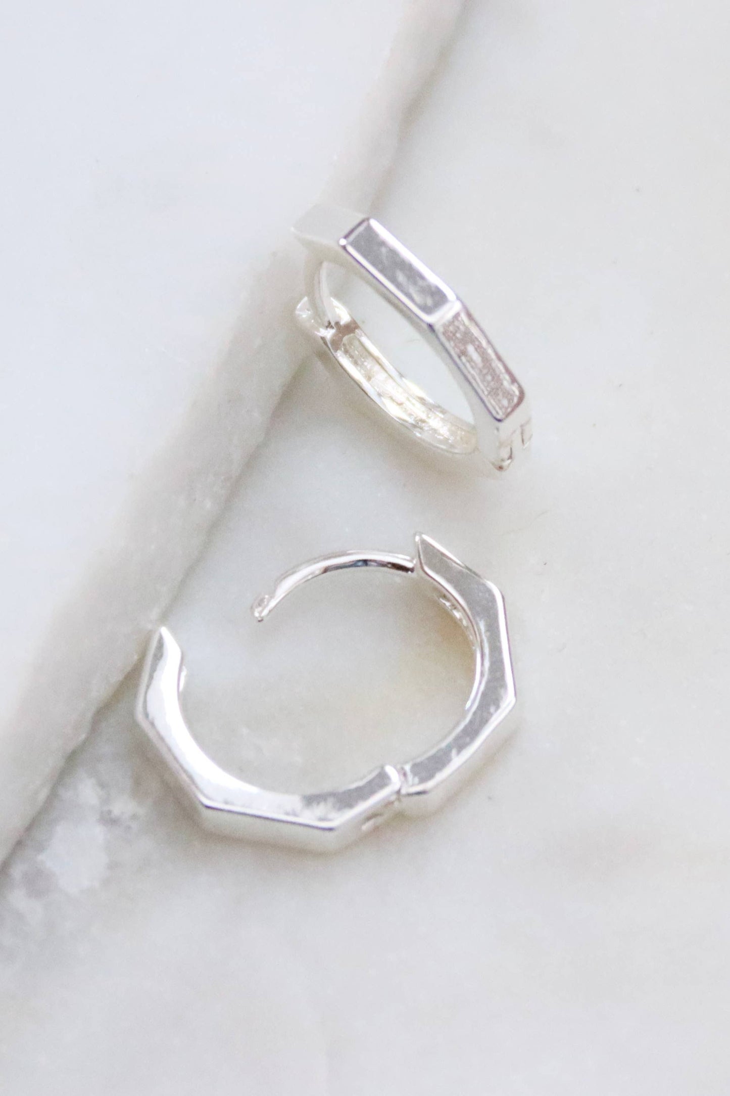 Hexagon Huggie Hoop Earrings