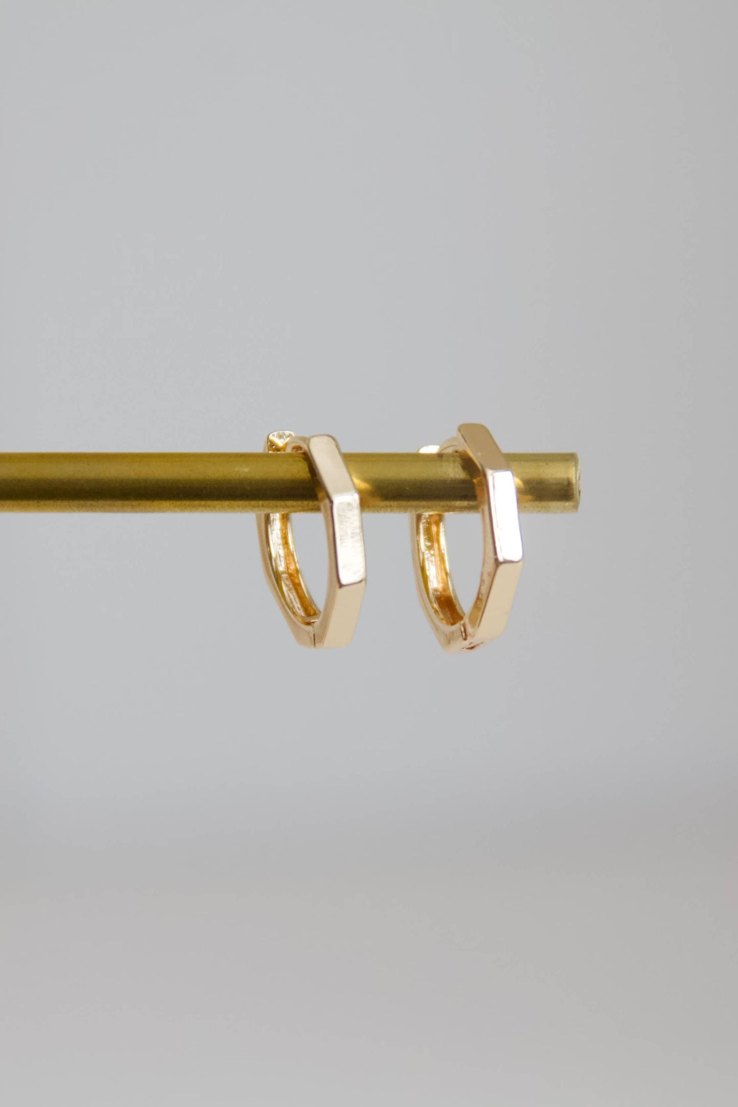 Hexagon Huggie Hoop Earrings