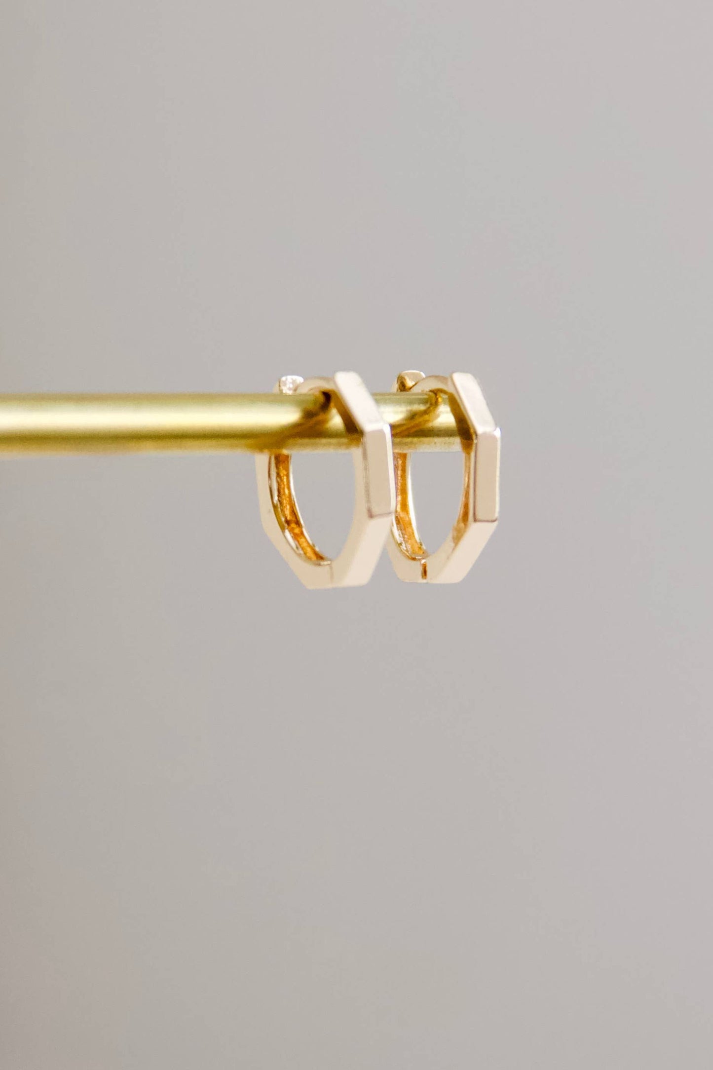 Hexagon Huggie Hoop Earrings