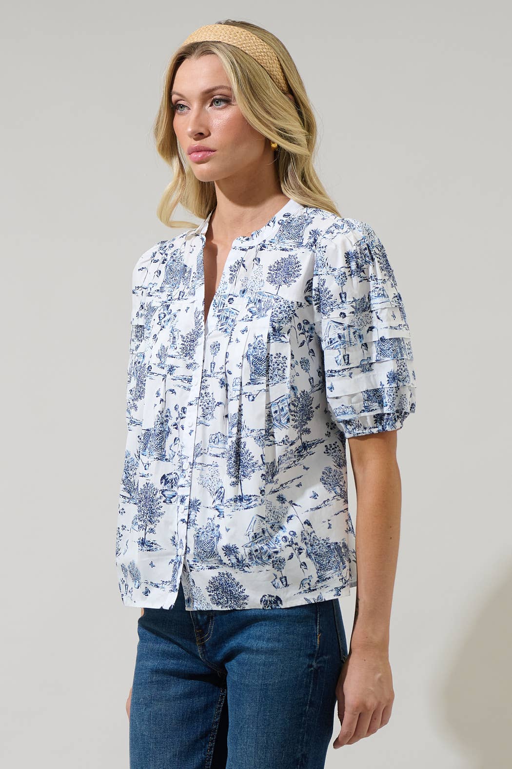 Renzo Toile Button Down Top