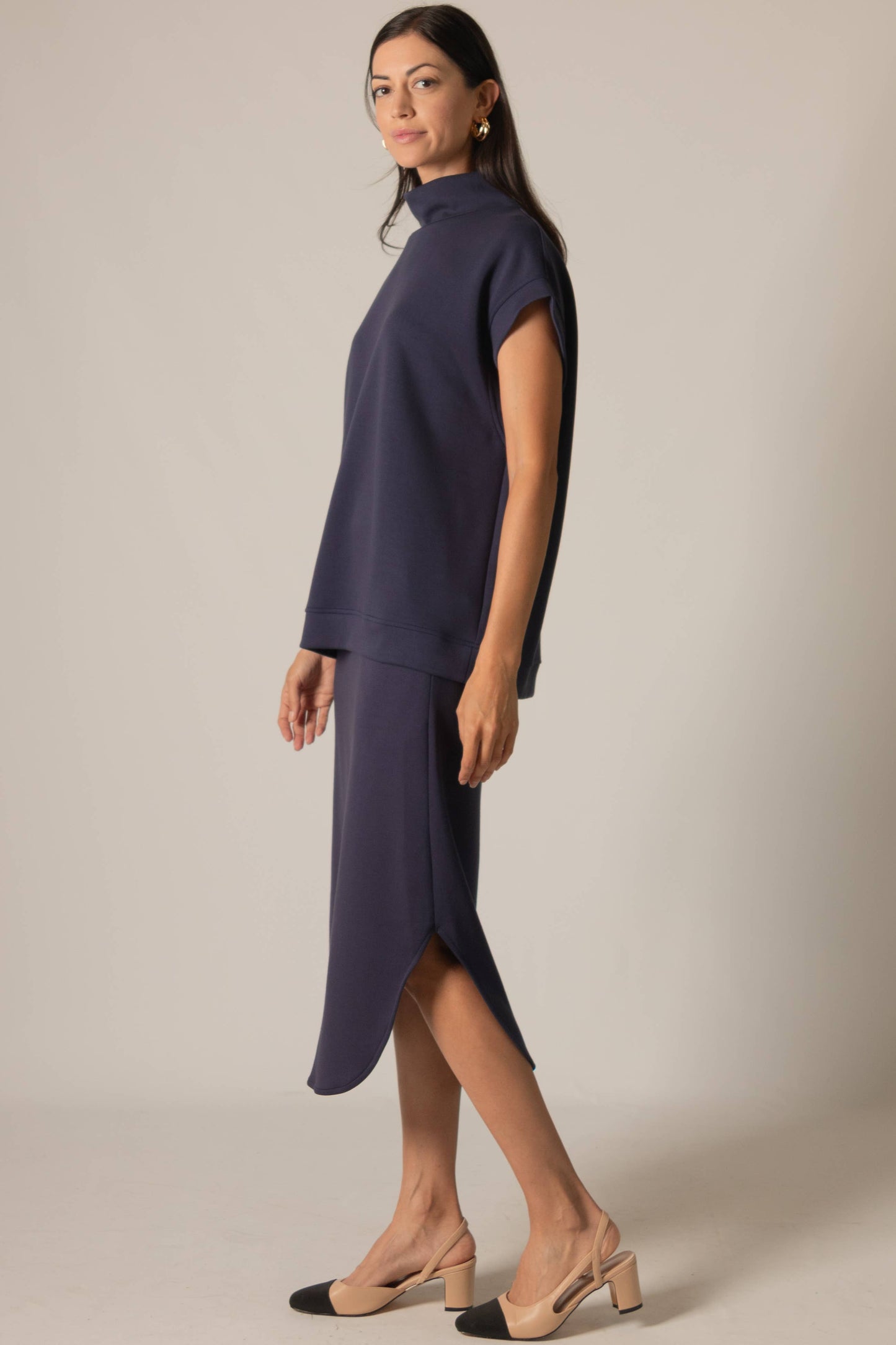 P. CILL Butter Modal Mock Neck Capped Sleeve Top
